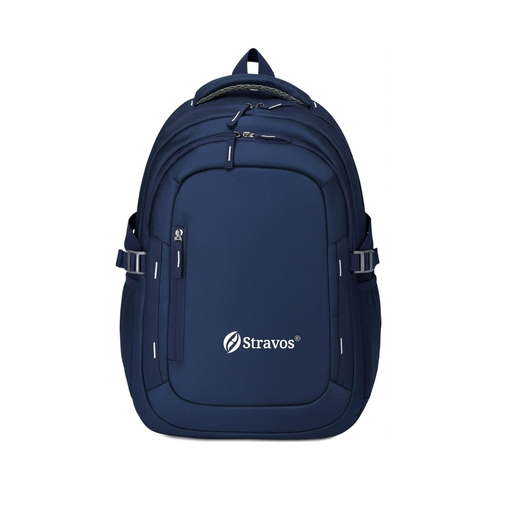 STRAVOS 40L blue backpack, front view